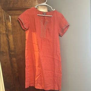 J. Jill Linen Coral Embroidered Sundress